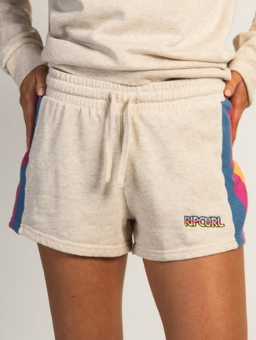 Rip Curl "Las Dalias" Colour Block Fleece Shorts - Oatmeal Marle